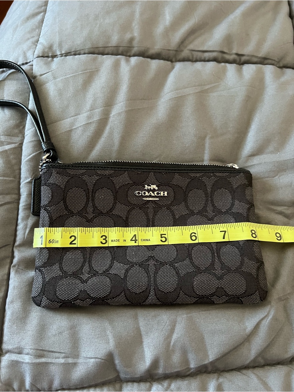 Coach Black Signature Jacquard Wristlet